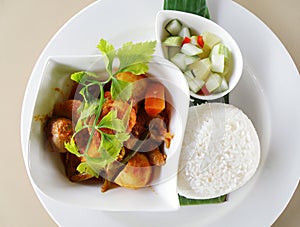Asian curry dish with rice ethnic food