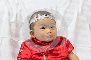 Asian cute new born girl baby.