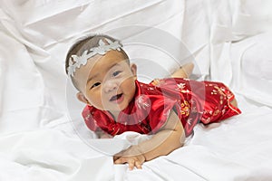 Asian cute new born girl baby.