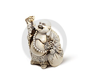 Asian decorative figurine Hotai, amulet brings happiness. Isolated on white background photo