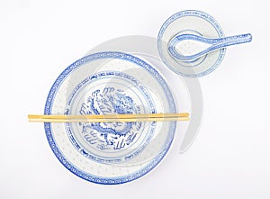 Asian dinnerware with cutlery