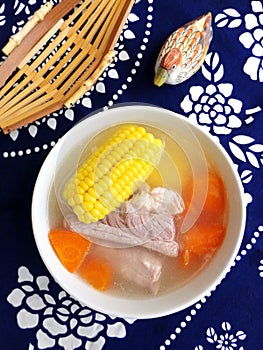 Asian dish, Pork ribs, corn & carrot soup