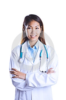 Asian doctor with arms crossed looking at the camera