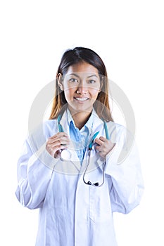 Asian doctor holding stethoscope