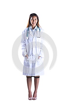 Asian doctor with stethoscope looking at camera