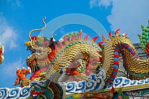 Asian dragon statue in chinese temple