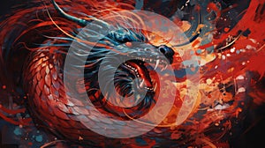 Asian dragon symbol of the new year 2024 according to Chinese calendar. Generative AI