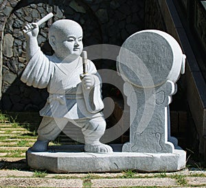 Asian Drummer Statue outside of Baguashan Temple in Changhua City, Taiwan