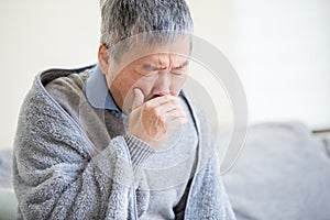 Asian elderly sick man cough