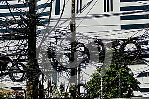 Asian electrical cables caos, Beautiful photo picture taken in thailand photo