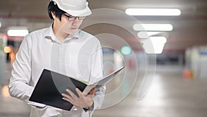 Asian engineer man working at construction site