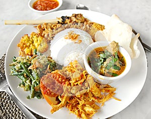 Asian ethnic food, nasi campur