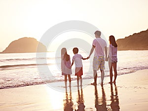 Asian family on beach