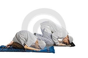 Asian family posing prostration in the studio photo