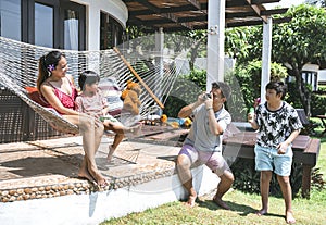 Asian family spending time together