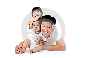 Asian family stay and relaxing  at home