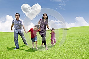 Asian family stroll photo