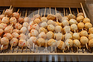 Asian famous street food fried fishball and meatball