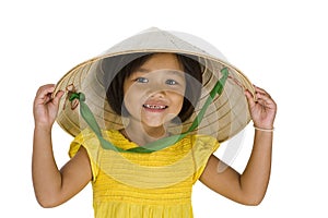 Asian farmer girl with missing teeth