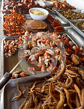 Asian fast food at Cambodian market