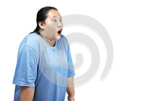 Asian fat overweight woman with a shocked expression