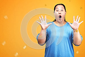 Asian fat overweight woman with a shocked expression