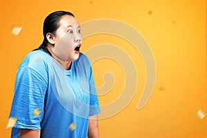 Asian fat overweight woman with a shocked expression