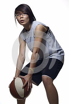 Asian female basketball player
