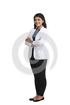 Asian female doctor standing fullbody photo