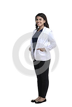 Asian female doctor standing fullbody photo