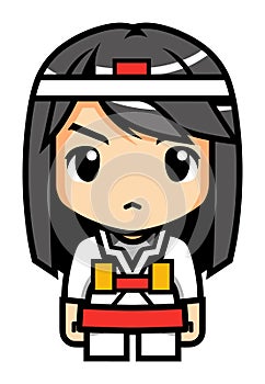 Asian female racer character in uniform with a serious expression. Motorsport theme with a professional look vector