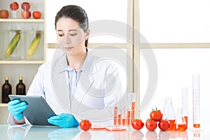 Asian female scientist research for genetic modification food