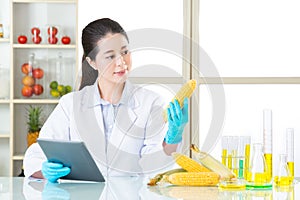 Asian female scientist research for genetic modification food