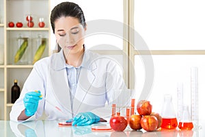 Asian female scientist research for genetic modification solution
