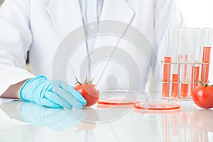 Asian female scientist testing genetic modification food will be