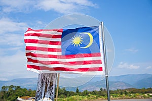 Asian flag on blue sky background