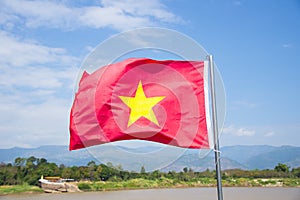 Asian flag on blue sky background