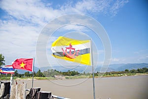 Asian flag on blue sky background