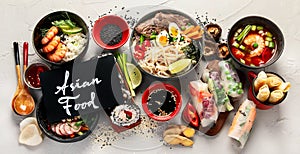 Asian food background with various ingredients