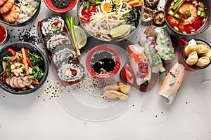 Asian food background with various ingredients