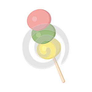 Asian Food Colorful Dango on a Wooden Stick