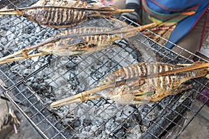Asian food, fish at the barbecue