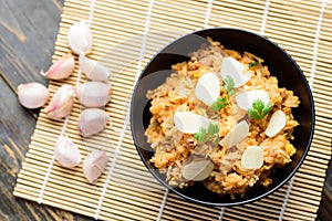 Asian food, Fried rice with garlic