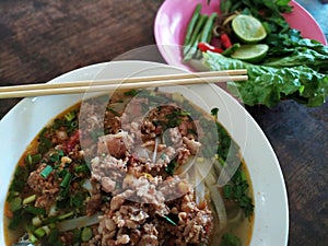 Asian food laos noodle soup omida asiatica pho vietnam photo