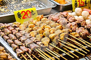 Asian food on night food court/market