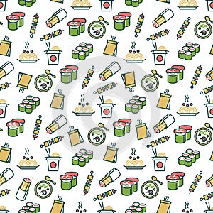 Asian food seamless pattern - chinese fast food pattern