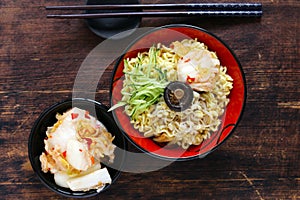 Asian food spicy ramen noodles