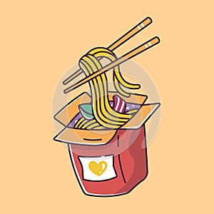 asian food street food ramen cartoon style