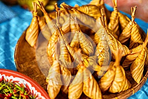 Asian Food. Thai Ketupat Daun Palas ( Rice Dumpling ). Thailand