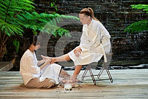 Asian foot massage salts gentle spa treatment
